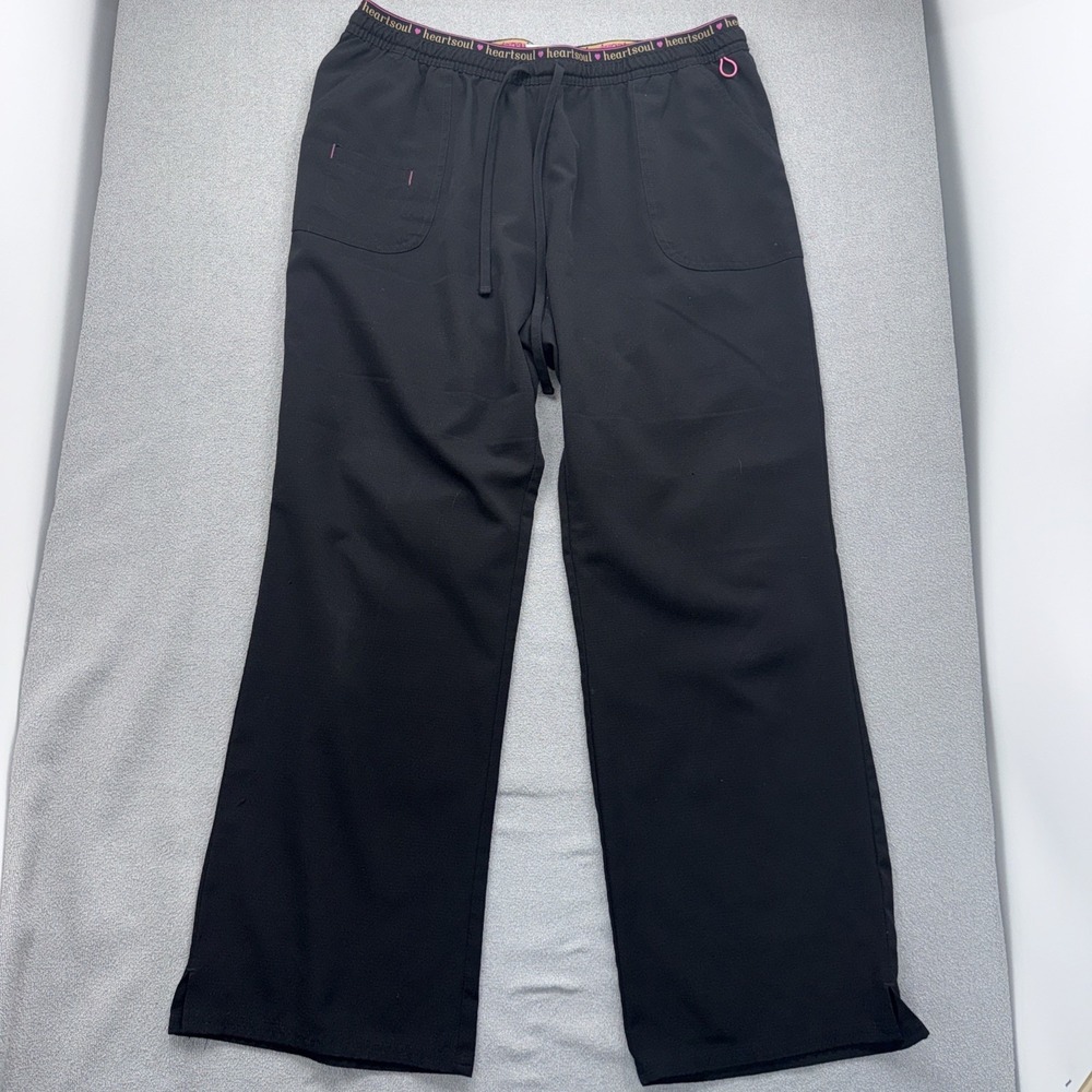 Scrubs HeartSoul Women's Low-Rise Pull-on Pant 20110P Black Petite Large